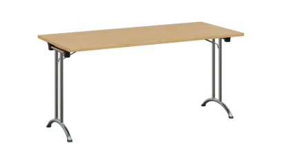 SLC 160 chrom skládací jednací stůl 1600x700, deska 25 mm, podnož chrom, deska javor horský